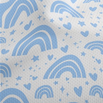 Aqua Blue Rainbow With Stars Athletic Mesh Flat Back