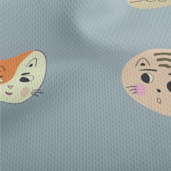 Round Cute Cat Athletic Mesh Flat Back