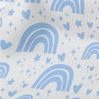 Aqua Blue Rainbow With Stars Terry