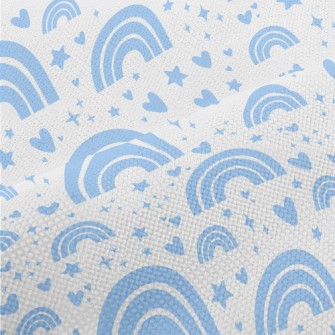 Aqua Blue Rainbow With Stars Performance Linen