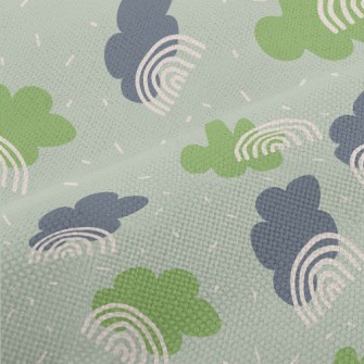 Green And Blue Clouds And Line Performance Linen