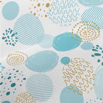 Blue Gold Circle Shape Performance Linen