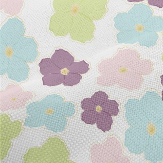 Pastel Colored Flowers Performance Linen