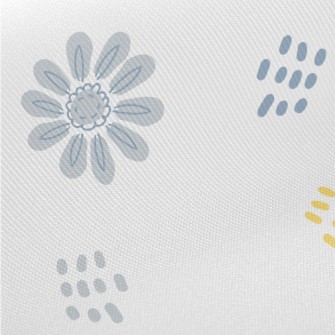 Simple Colored Flowers And Dot Twill