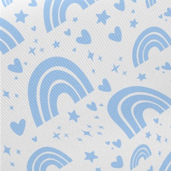 Aqua Blue Rainbow With Stars Twill