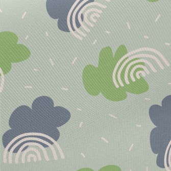 Green And Blue Clouds And Line Twill