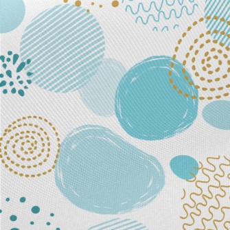Blue Gold Circle Shape Twill