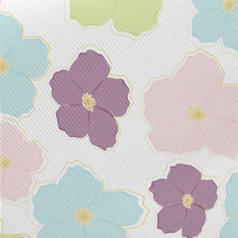 Pastel Colored Flowers Twill