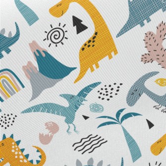 Cute Hand Drawn Dinosaur Twill