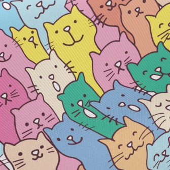 Colorful And Cute Cats Twill