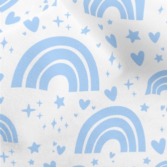 Aqua Blue Rainbow With Stars Micro Fleece