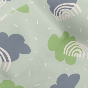 Green And Blue Clouds And Line Micro Fleece