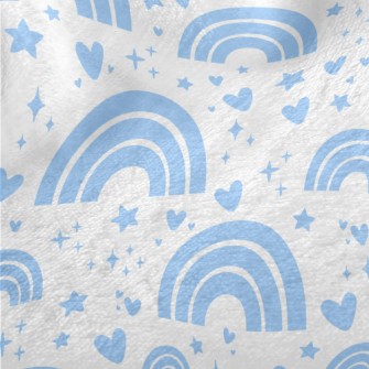 Aqua Blue Rainbow With Stars Minky