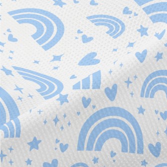 Aqua Blue Rainbow With Stars Piqué