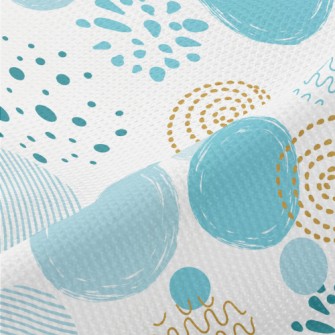 Blue Gold Circle Shape Piqué