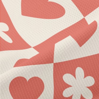 Bright Red Love Flower Grid Piqué