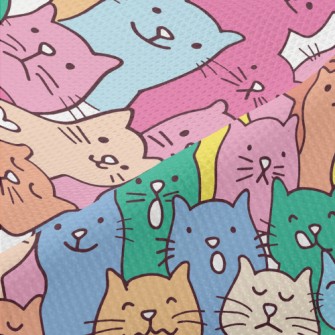 Colorful And Cute Cats Piqué