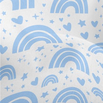 Aqua Blue Rainbow With Stars Lightweight Performance Linen