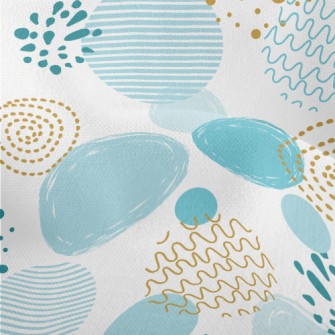 Blue Gold Circle Shape Lightweight Performance Linen