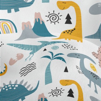Cute Hand Drawn Dinosaur Lightweight Performance Linen