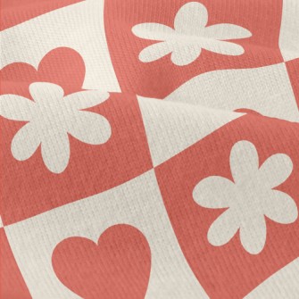 Bright Red Love Flower Grid Modern Jersey