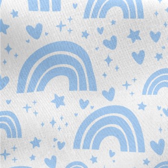 Aqua Blue Rainbow With Stars Jersey Backed Fleece