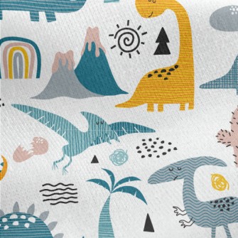 Cute Hand Drawn Dinosaur Jersey Backed Fleece