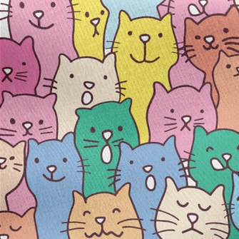 Colorful And Cute Cats Jersey Backed Fleece