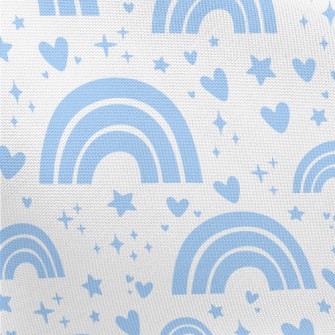 Aqua Blue Rainbow With Stars Pongee