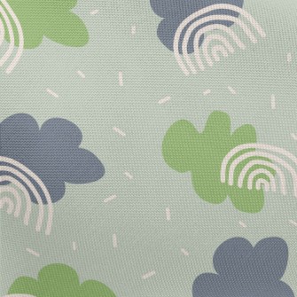 Green And Blue Clouds And Line Pongee