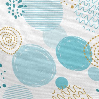 Blue Gold Circle Shape Pongee