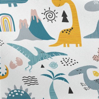 Cute Hand Drawn Dinosaur Pongee