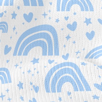 Aqua Blue Rainbow With Stars Stretch Jersey