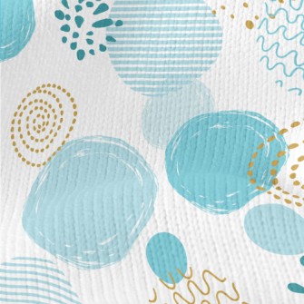Blue Gold Circle Shape Stretch Jersey