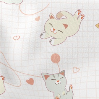 Cat Playing With Squinting Eye Lightweight Cotton Poplin