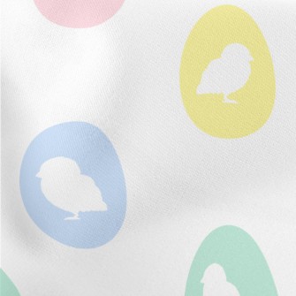 Chicks In Pastel Colored Eggs Lightweight Cotton Poplin