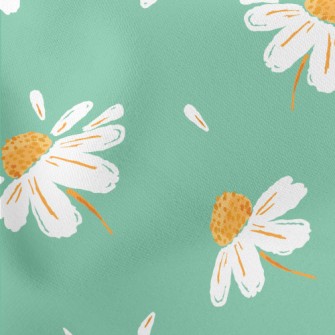 Realistic Daisy And Petals Lightweight Cotton Poplin