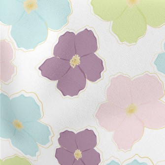 Pastel Colored Flowers Lightweight Cotton Poplin