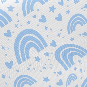 Aqua Blue Rainbow With Stars Midweight Cotton Poplin