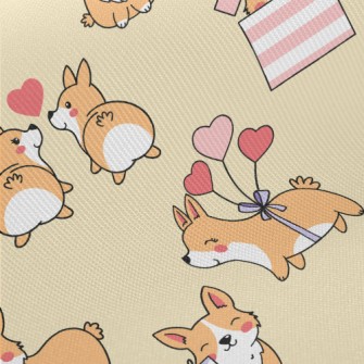 Cute Round Corgi Midweight Cotton Poplin