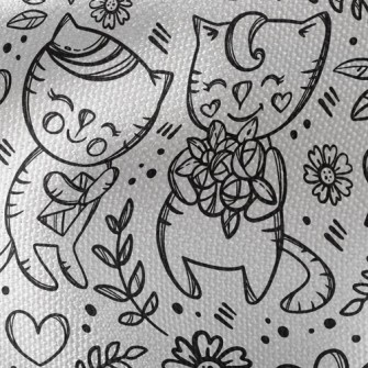 Shy Dating Cat Couple Waterproof Canvas