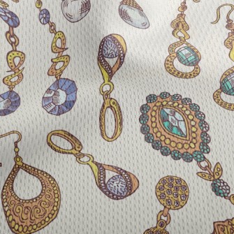 Gold Edge Crystal Earrings Athletic Mesh Flat Back