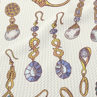 Gold Edge Crystal Earrings Birdseye Piqué