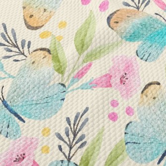 Watercolor Beautiful Butterfly Birdseye Piqué