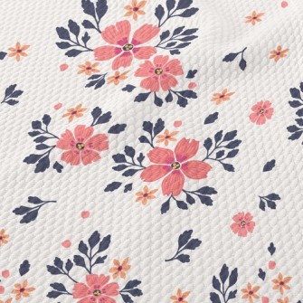 Soft Two-color Flowers Birdseye Piqué