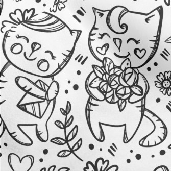 Shy Dating Cat Couple Micro Fleece