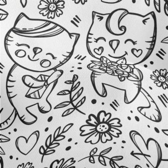 Shy Dating Cat Couple Lightweight Performance Linen