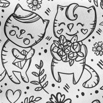 Shy Dating Cat Couple Jersey Backed Fleece