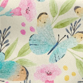 Watercolor Beautiful Butterfly Jersey Backed Fleece