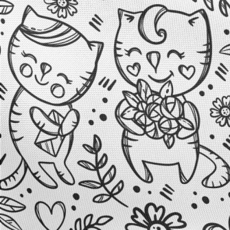 Shy Dating Cat Couple Pongee